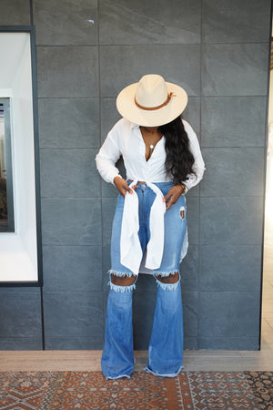 Hat with Brown Trim