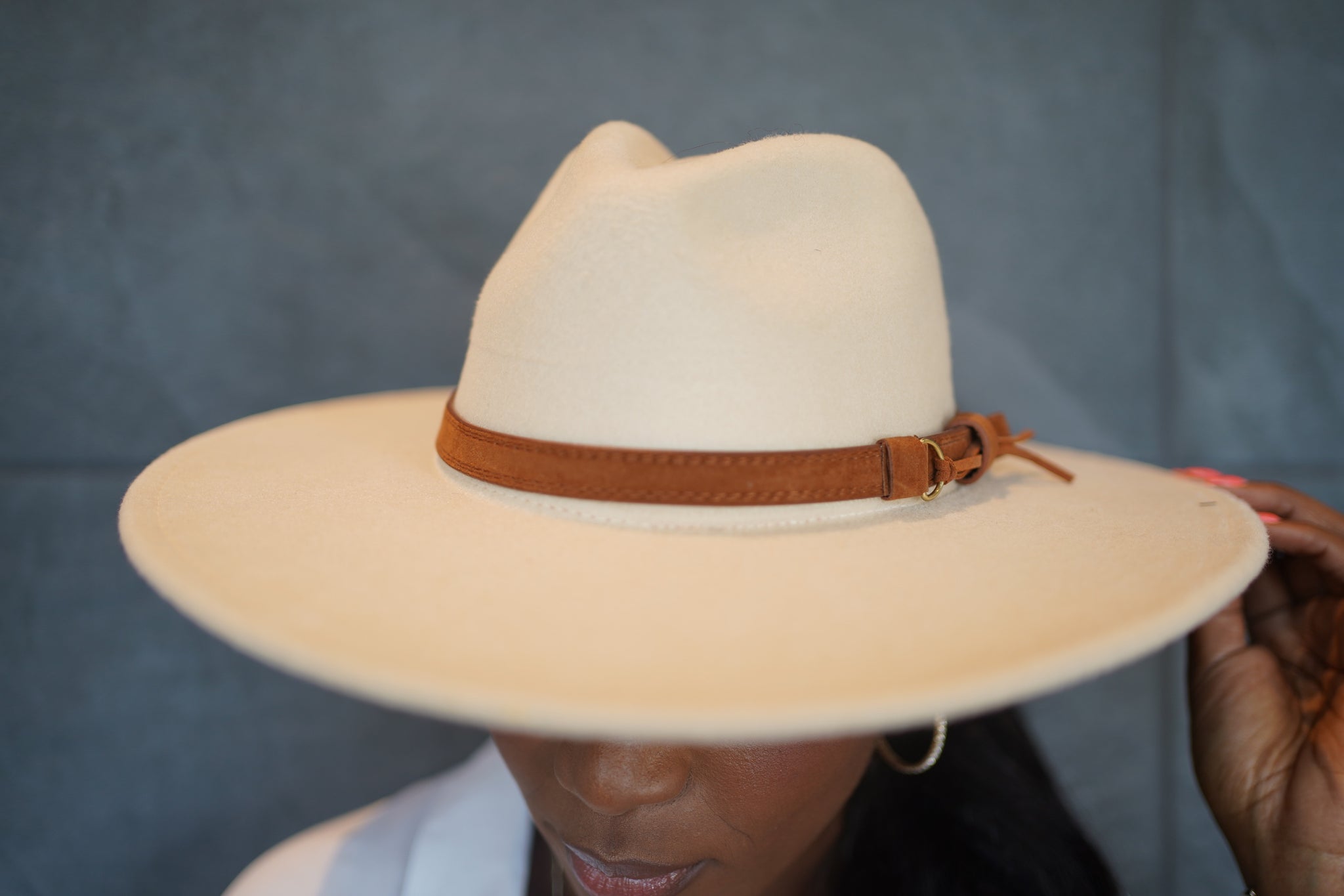 Hat with Brown Trim